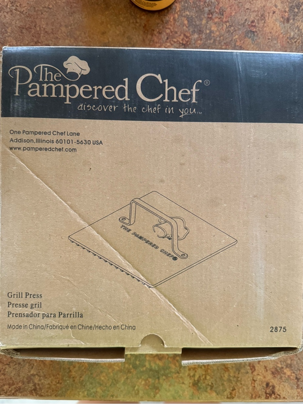 Pampered Chef Grill Press - Black and Brown Packaging